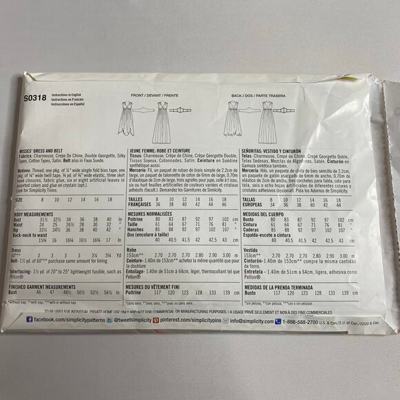 Simplicity Fairy Costume Pattern #S0318 Sprite Nymph Cosplay 8 10 14 16 18 UNCUT - Picture 9 of 12